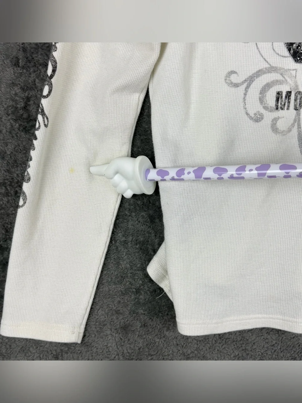Harley Davidson White Cream Waffle Lace Up Skull Thermal Hoodie Women's Large - Picture 9 of 15